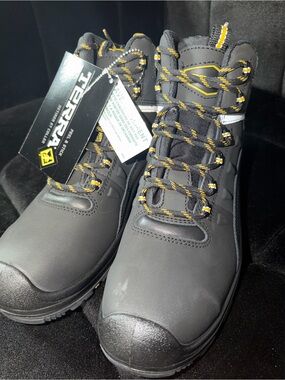 Terra Men’s Black Safety Work Boots with Yellow Accents